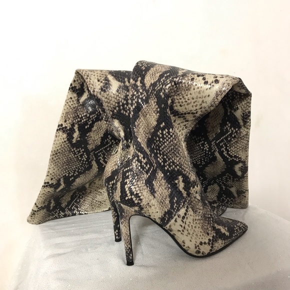 COPY - - Guess thigh high heel boots with light green khaki cream snakeski… - Picture 3 of 8